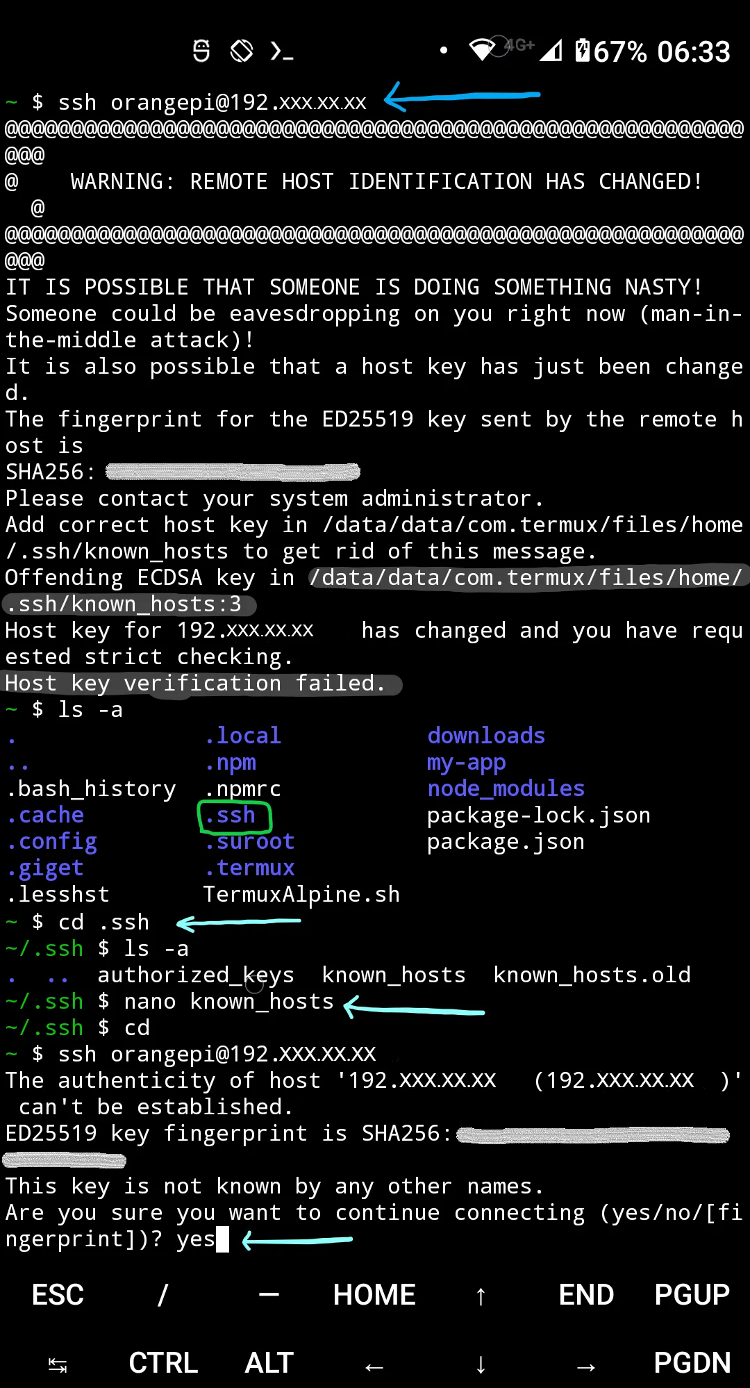 Warning: Remote host identification has changed