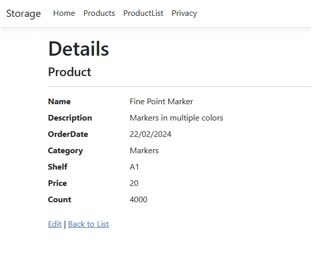 Details Page