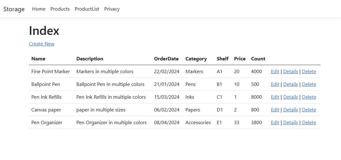 Products Page