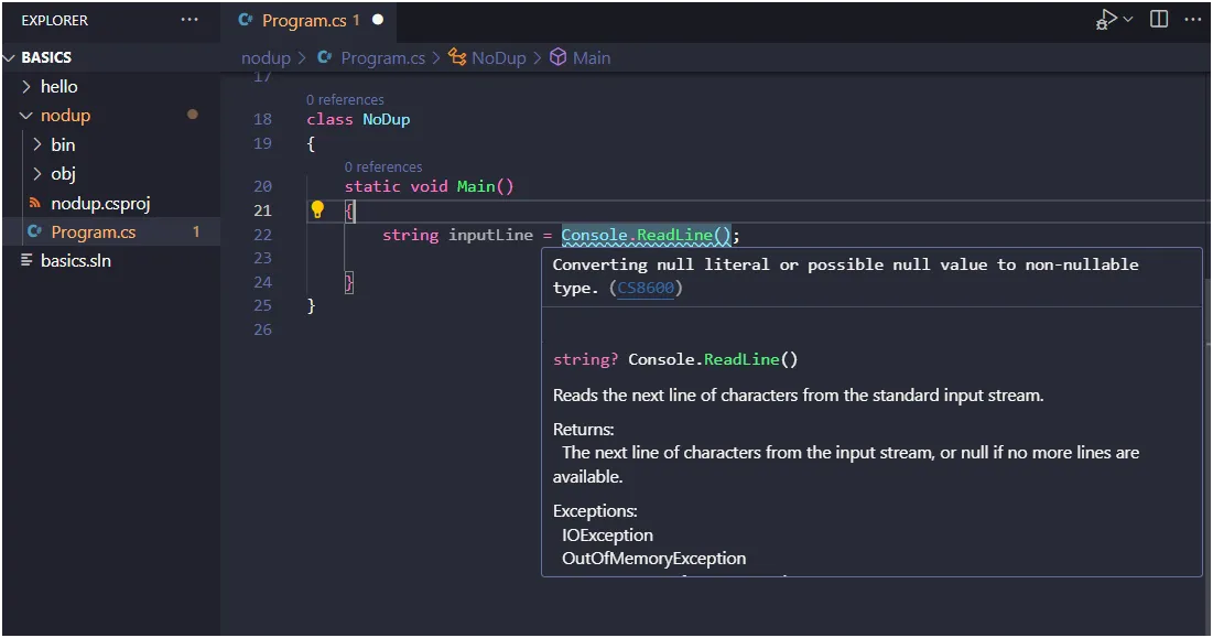 possible null value warning in csharp